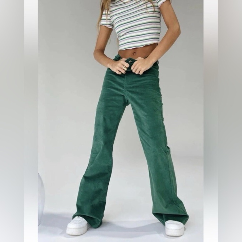Princess Polly Nadia Bellbottom Green Pants